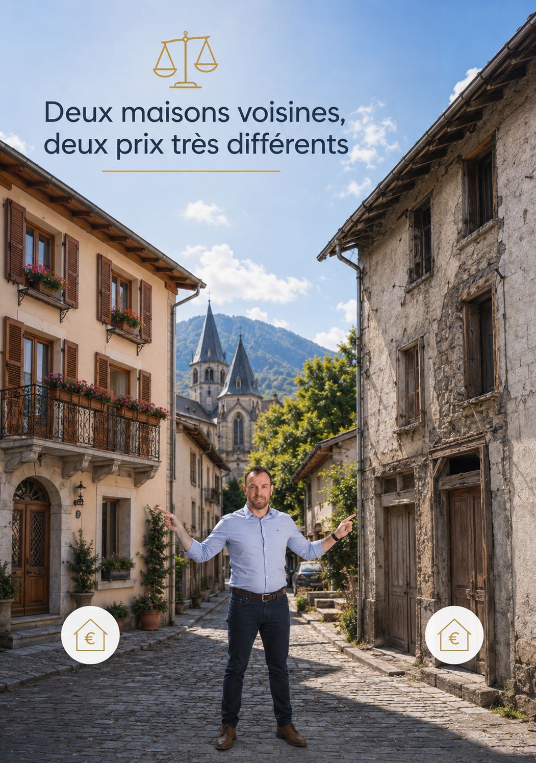 Deux maisons voisines du centre historique d'Embrun, deux prix très différents